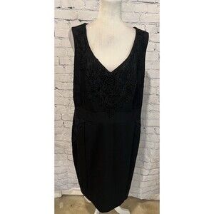Jennifer Lopez JLo Womens Plus Black Lace Overlay Ponte Sheath Dress 18W